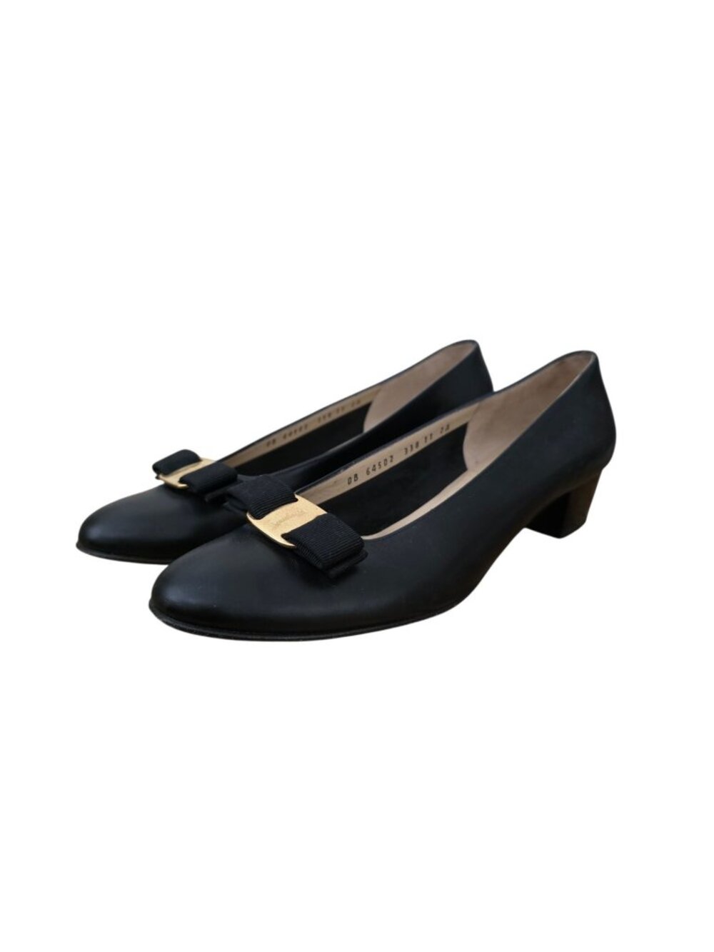 Salvatore Ferragamo Vara Bow Leather Heels Pumps Black 11 AA